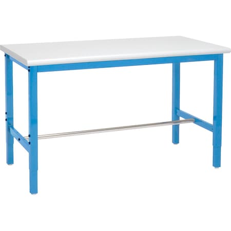 Global Industrial 60x30 Adjustable Height Workbench Square Tube Leg, Laminate Safety Edge Blue 607000BL